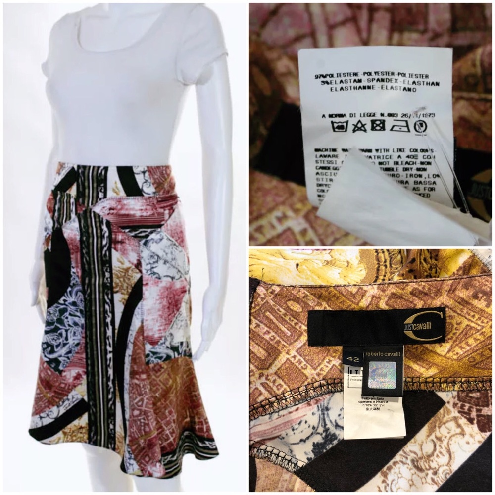Just Cavalli Abstract Print Trumpet Hem Skirt 6 - Picture 9 of 9